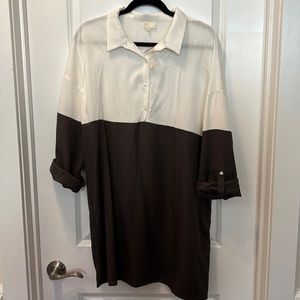 Colorblock shirt dress/tunic grey & white by Dee Elly